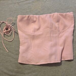 Pink Strapless Corset Top by Edikted